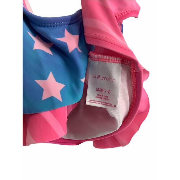 Xhilaration Girl's Stars & Striped Pink Blue Swim Bikini Set Kid's Size Medium - Picture 5 of 7